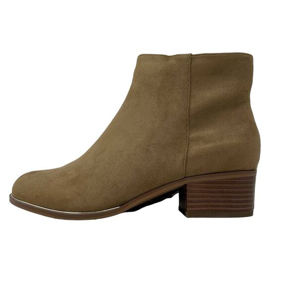 Lane Bryant Ankle Booties Faux Suede Taupe Size 10W - Picture 1 of 11